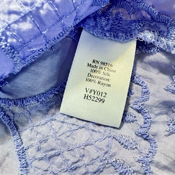 Coldwater Creek Lavender Silk Button Front Top with Embroidered Detail Size SP - Picture 6 of 9